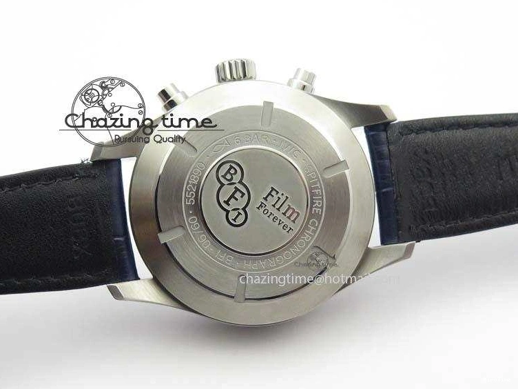 MIROTIME 1225 Pilot Chrono SS IW387809 ZF 1:1 Best Edition Silver Dial Blue Numbers On Blue Leather Strap A Lightweight 7263